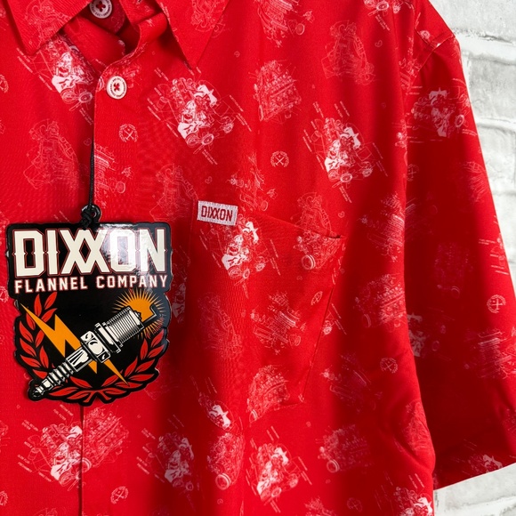 Dixxon Flannel Co The 350Vibrant Red Mechanic Party Button Up Shirt Mens 2XL NWT - Picture 2 of 5